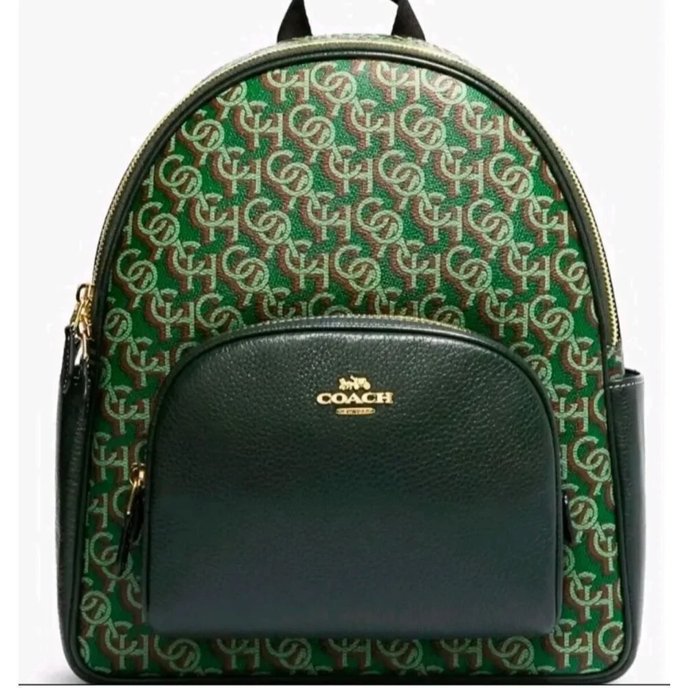 🆕NWT! Coach Monogram Court Backpack Green Msrp:$450.00